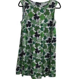 Dress Works Shamrocks Sleeveless Stretch Swing Dress Holiday Green